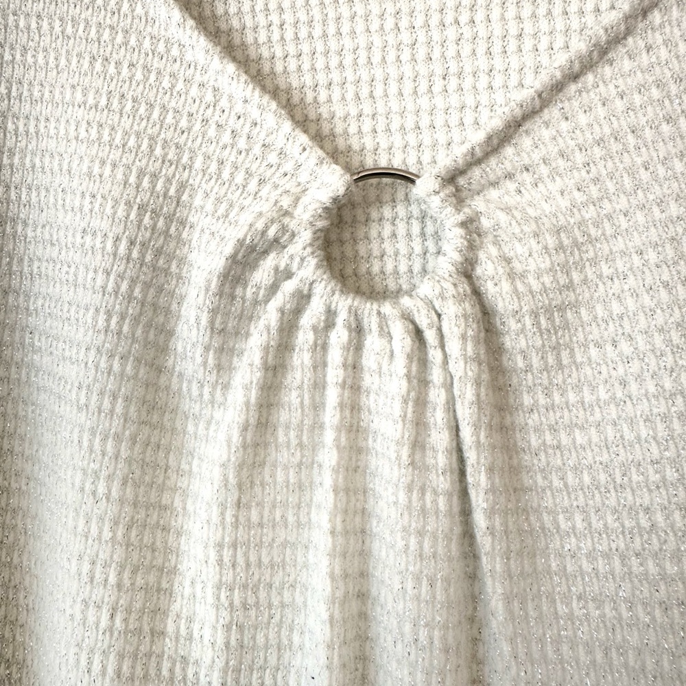 NWT Ruby Rd. Ivory "Alabaster" Pullover Knit Sweater Silver Metallic Threads - Picture 3 of 6